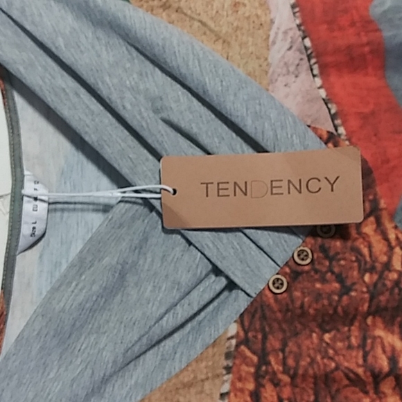 Women's top tunic blouse earthy colors size large ten ency - Picture 3 of 10